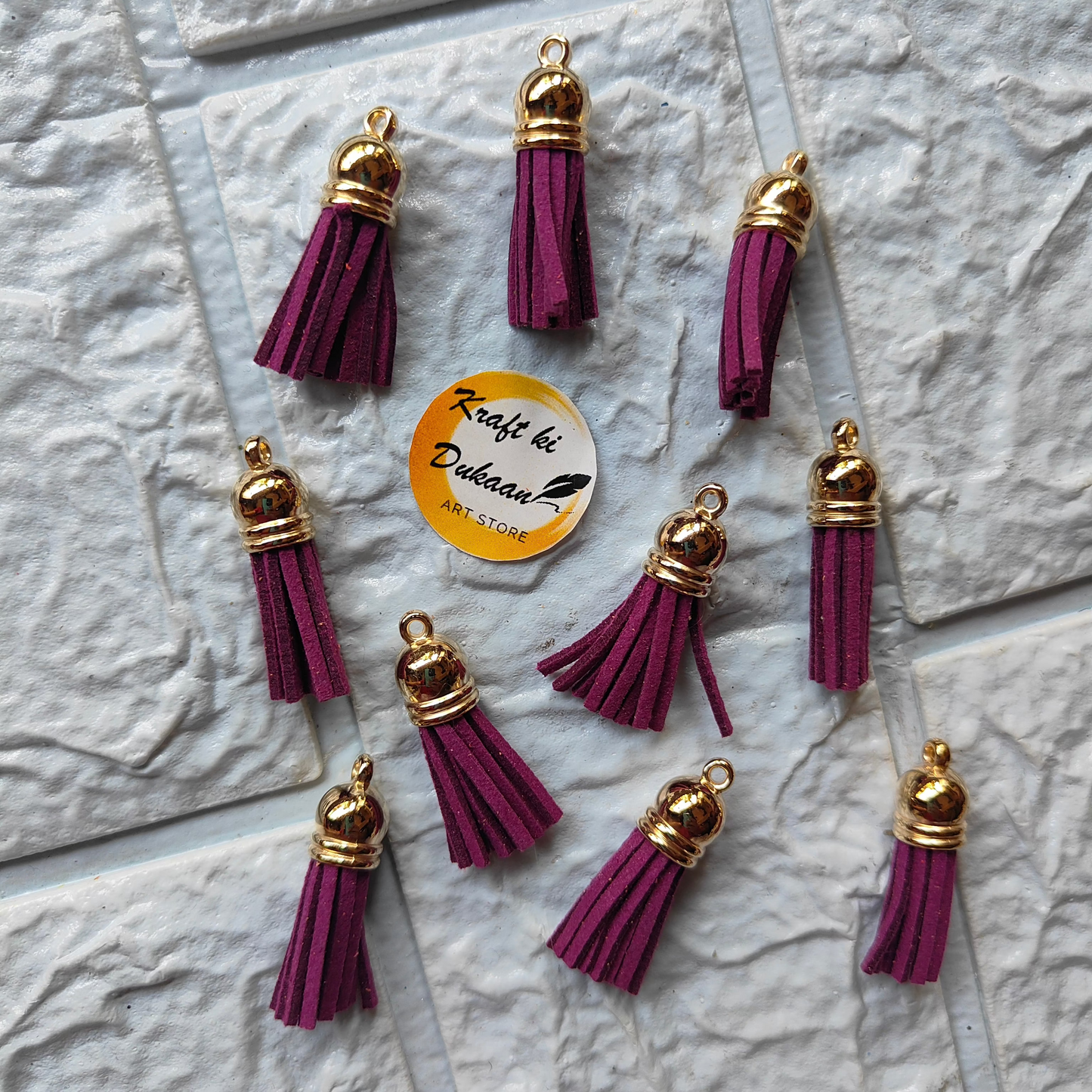 Gold Leather Tassel Craft in Purple with Decorative Cap for DIY Projects and Accessories