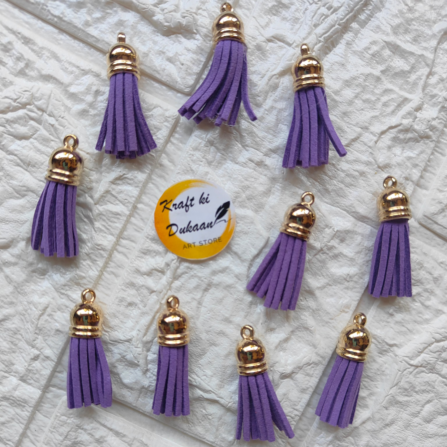 Gold Leather Tassel Craft in Purple Color Suitable for DIY Projects and Accessories