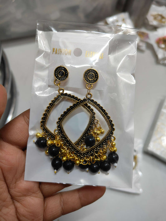 golden-jhumka-earrings-with-beads-black