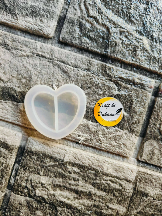 2" Heart Pendant Mould A2, clear heart-shaped silicone mould insert
