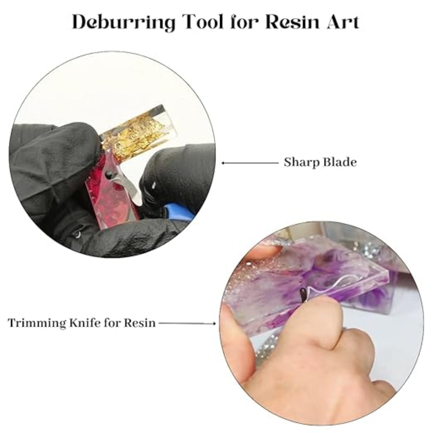 High-quality deburring tool for resin art featuring a sharp blade and trimming knife