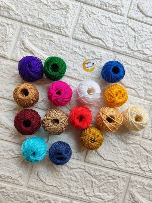 Rakhi thread skeins in assorted colors, small yarn balls with loose ends
