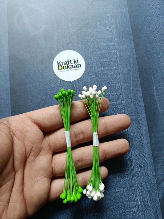 Artificial pollen bunch (11 cm): green and white small round heads on stems