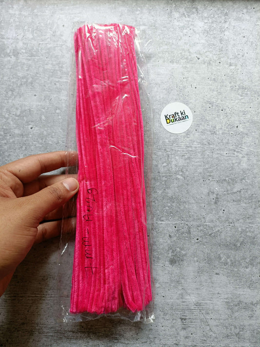 Pipe Cleaner 7MM, dark pink chenille sticks in sealed plastic packaging