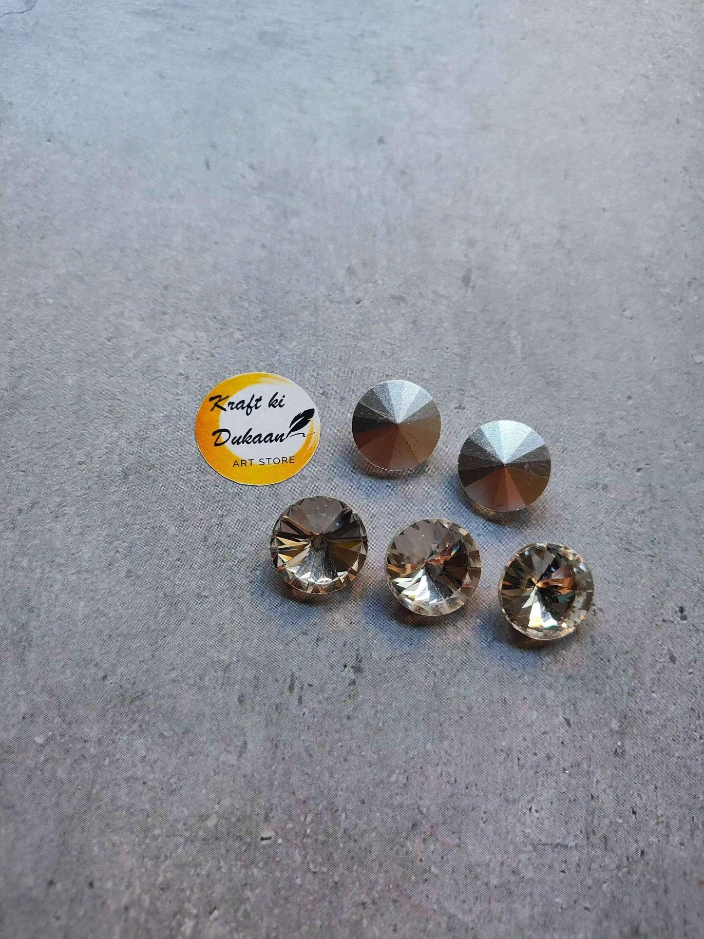 Round diamond glass beads 18mm, metallic champagne-silver, 10 pcs