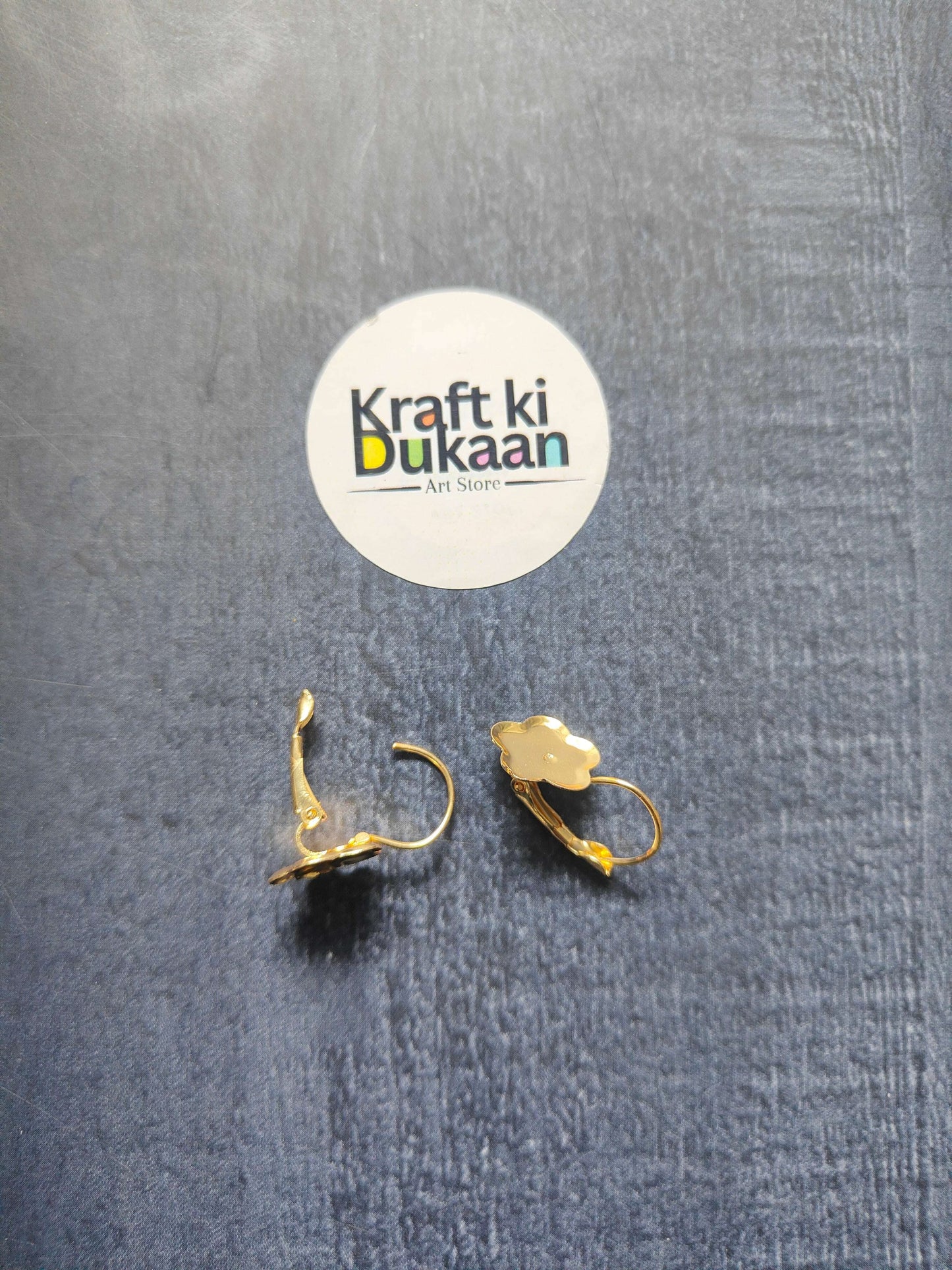 Set of 2 gold-tone flower earring bases with hoop backs and flower-shaped tops