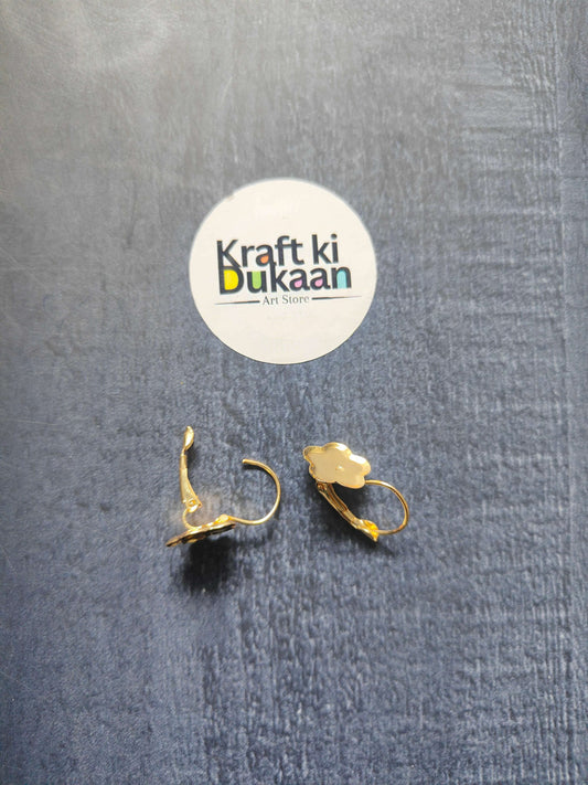 Set of 2 gold-tone flower earring bases with hoop backs and flower-shaped tops