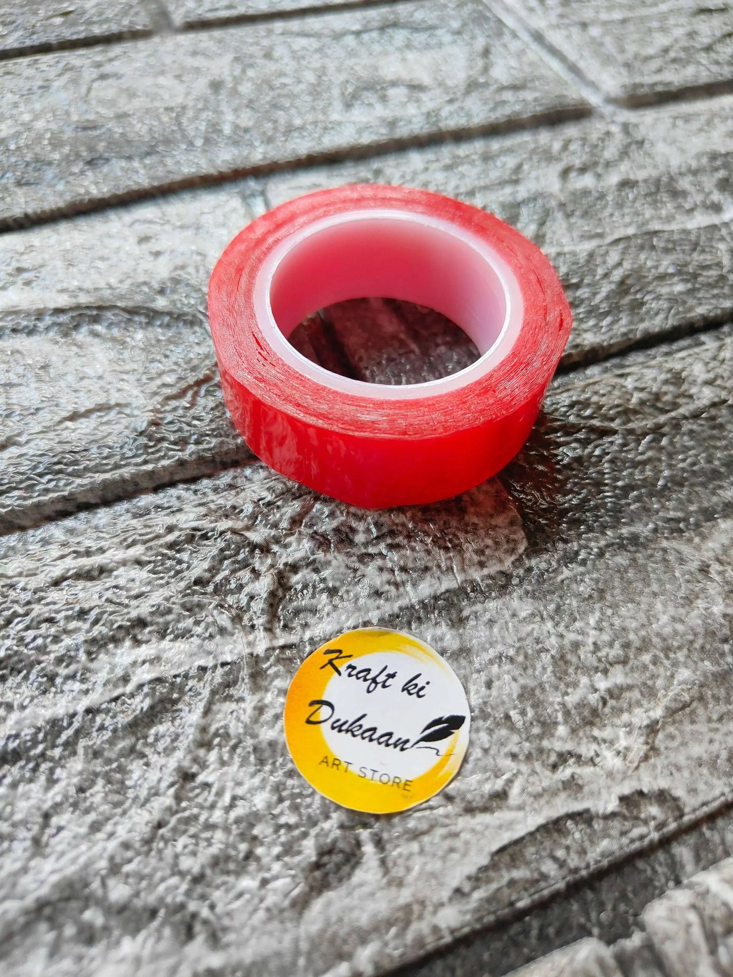 Double Side Tacky Tape, red double-sided roll tape with clear inner layer