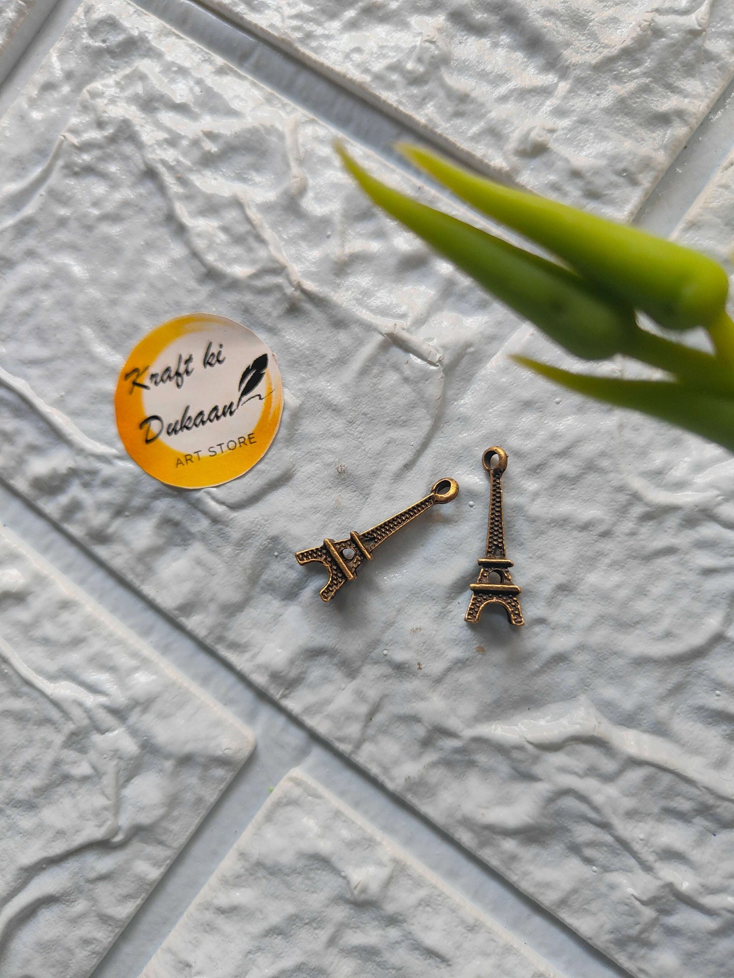 Antique gold Eiffel Tower pendant pair