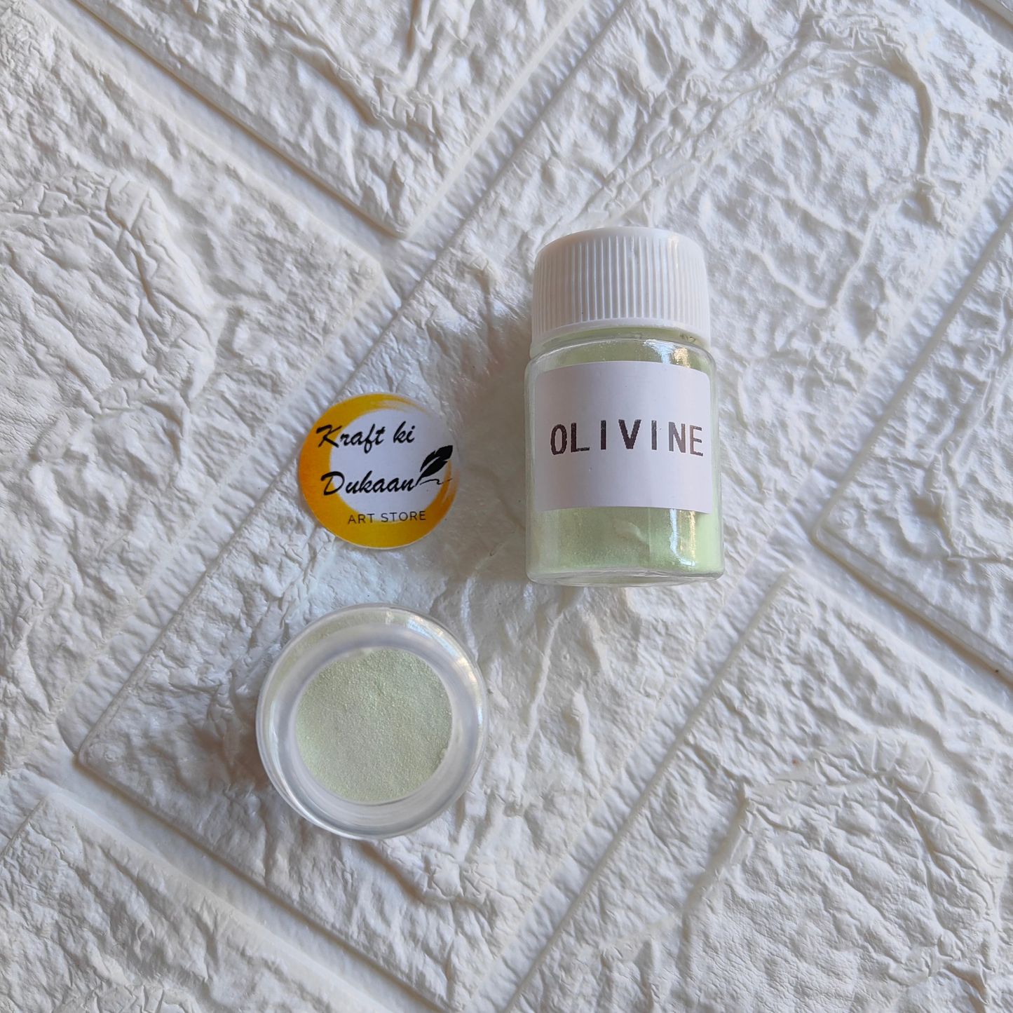 Olivine Glow Mica Powder for Resin in small containers from Kraft ki Dukaan