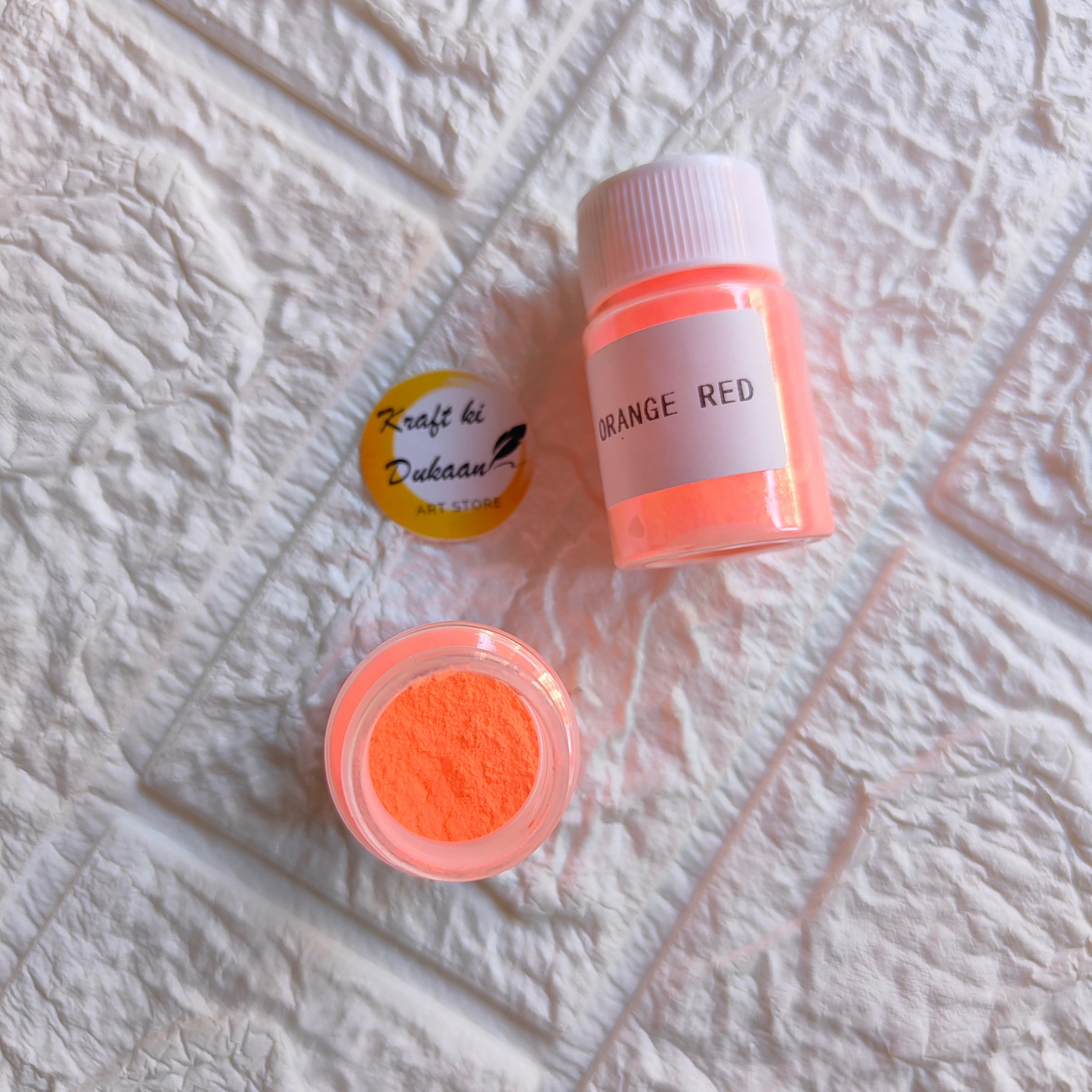 Orange Red Glow Mica Powder for Resin in Jar and Container by Kraft ki Dukaan