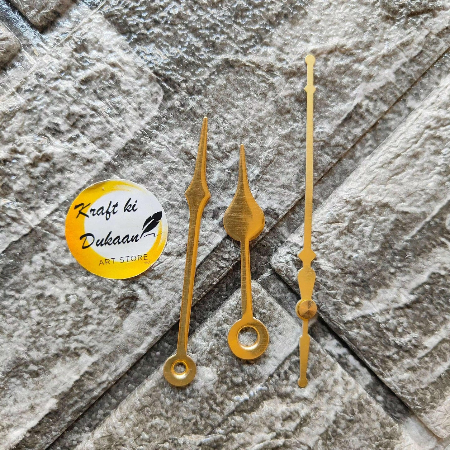 Gold metal clock hands set, C4 style with three spade tips