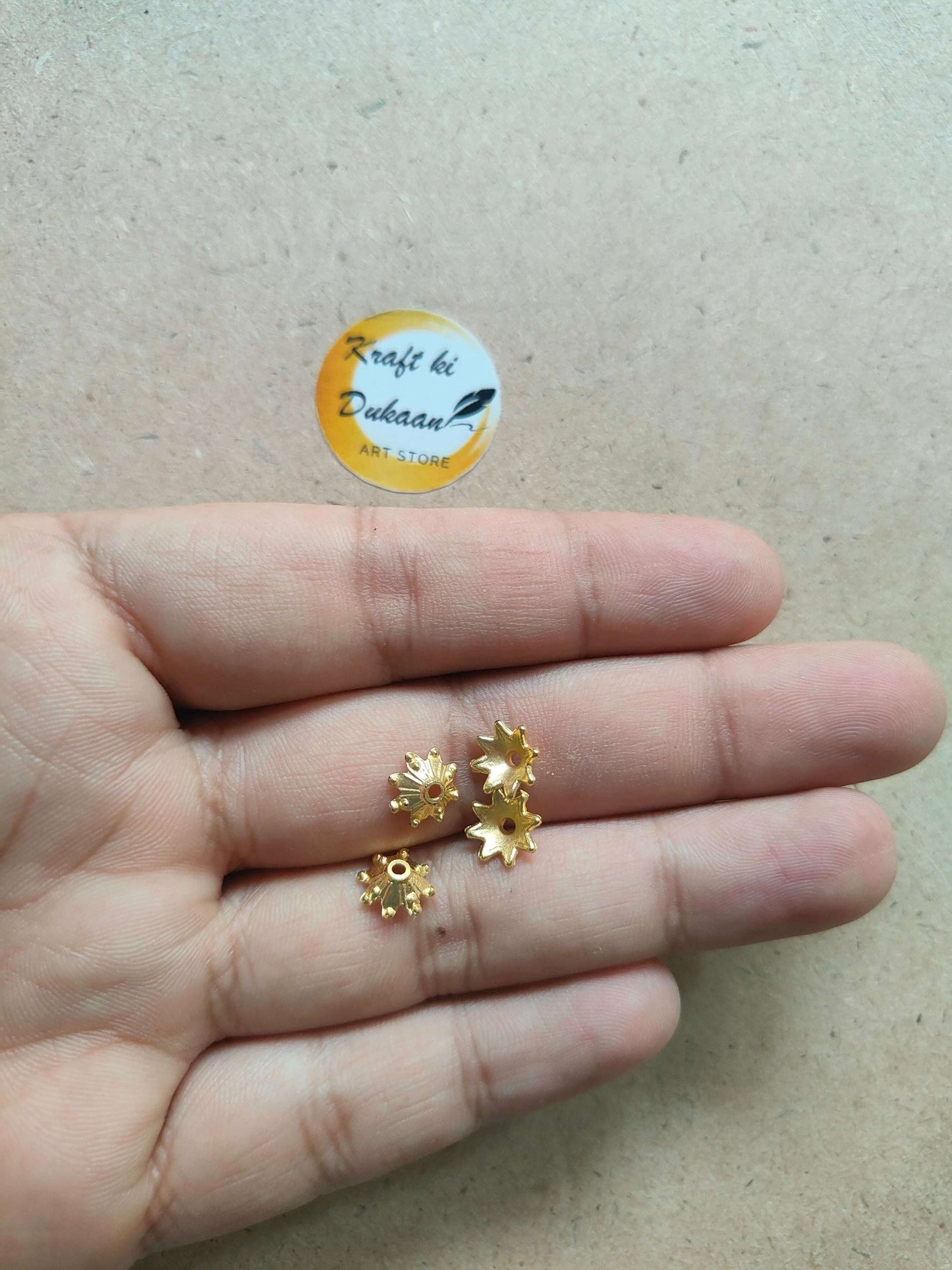 kraft-ki-dukaan-golden-flower-beads-for-crafts-in-hand