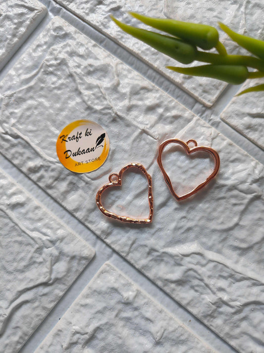 Designer heart bezel pendant, rose-gold heart with bail, 5PC set