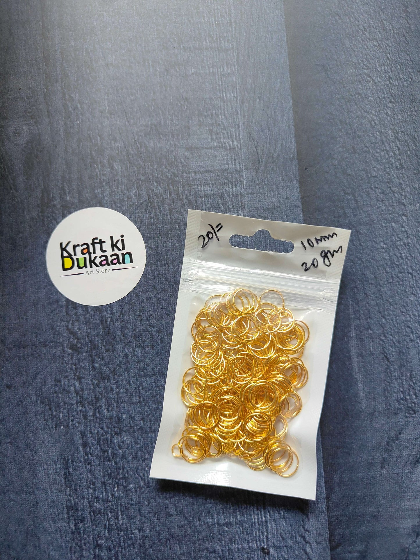 Golden jump rings, 20g pack with 10mm rings; gold ring loops