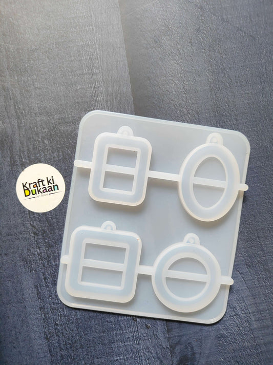 4-cavity keychain mould featuring two square and two oval mould shapes