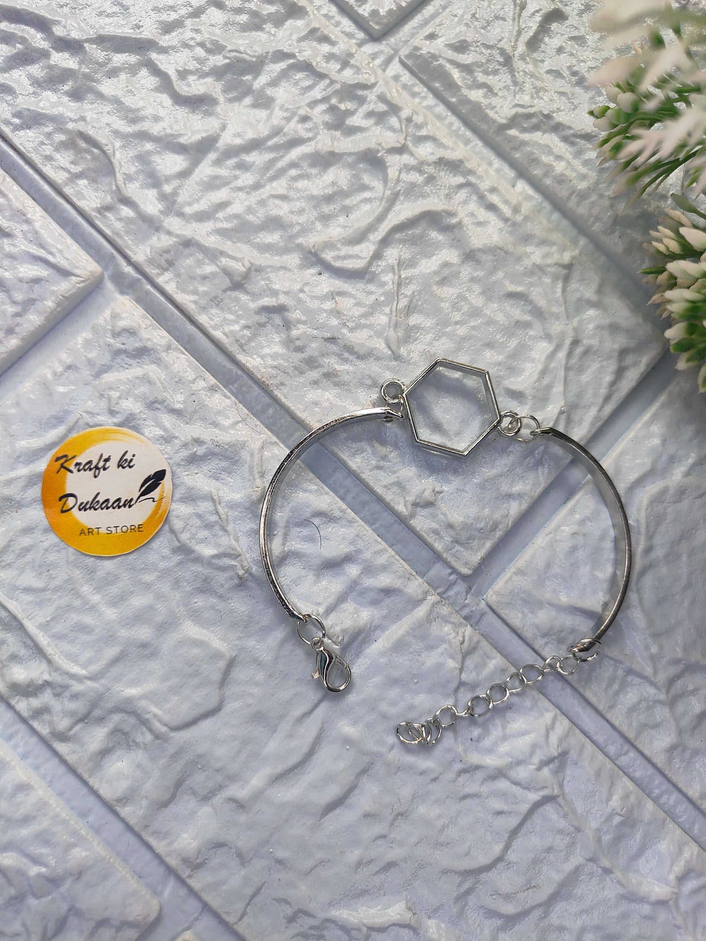 kraft-ki-dukaan-metal-hexagon-bracelet-silver-color