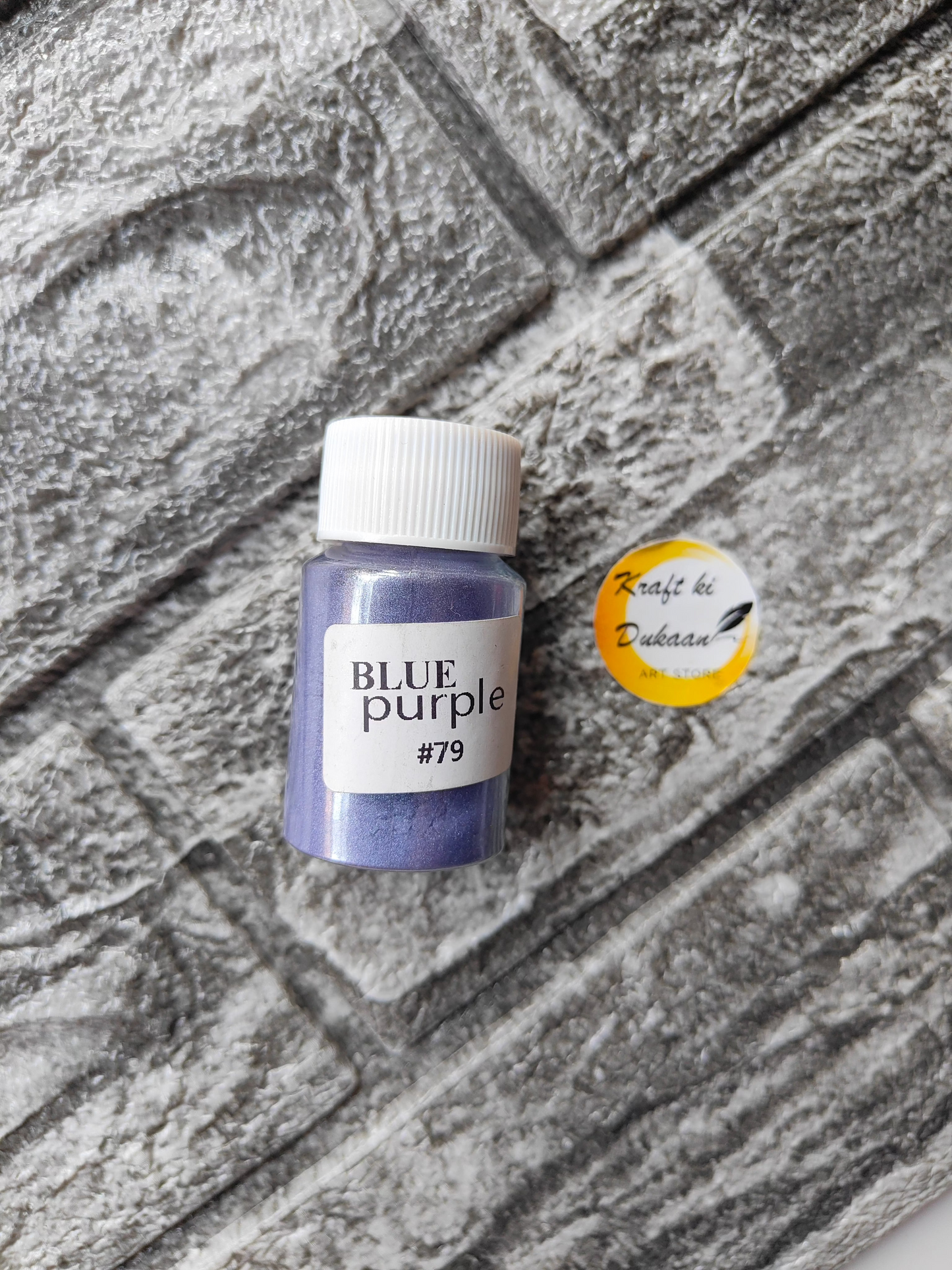 Kraft ki Dukaan Blue Purple Mica Powder for Resin Art in a small jar labeled #79