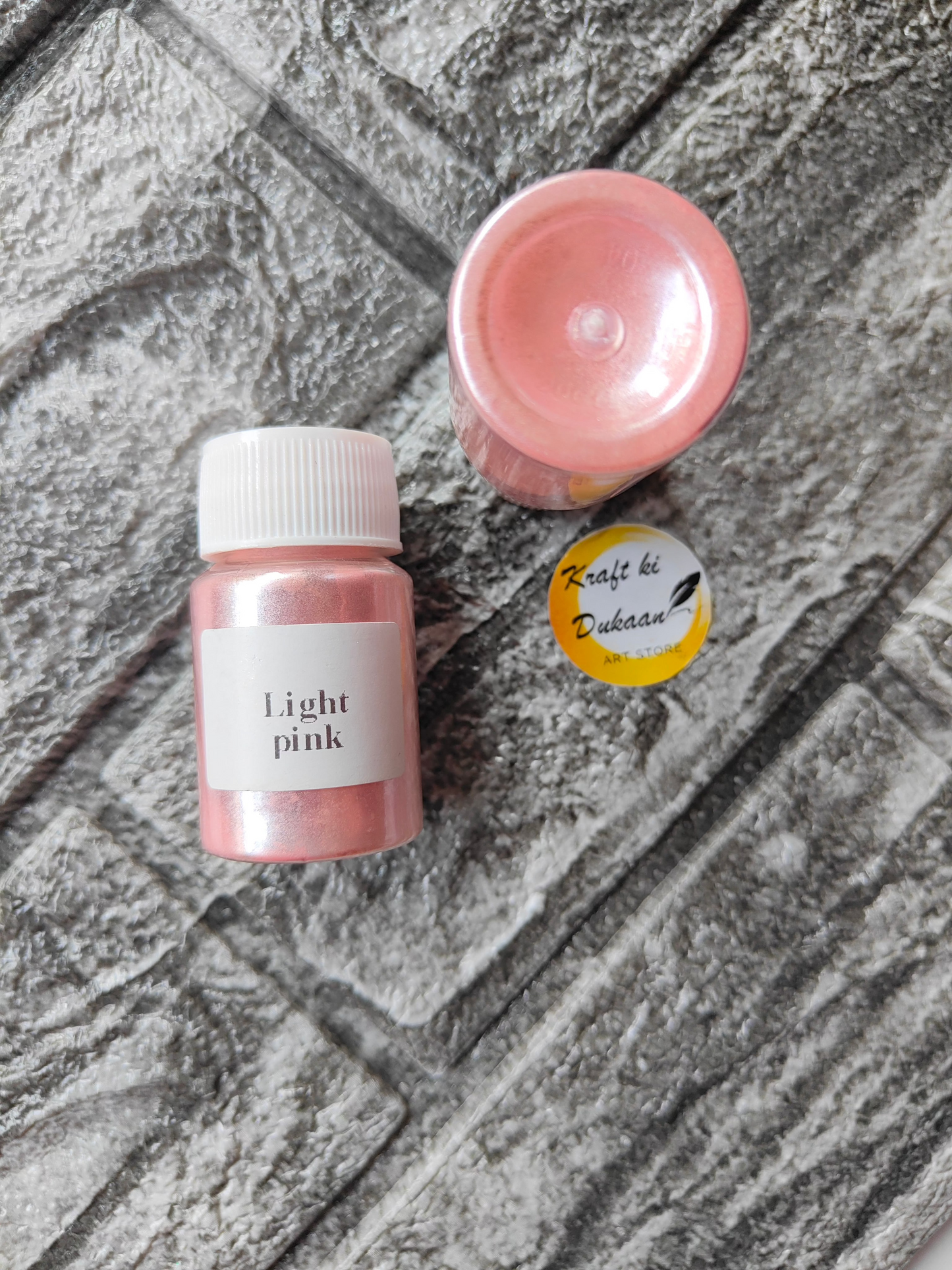Light Pink Mica Powder for Resin Art by Kraft ki Dukaan in a small bottle