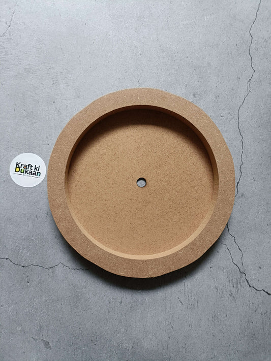 Round MDF wall mural with outer ring, inner disk, and hanging hole, kraft brown