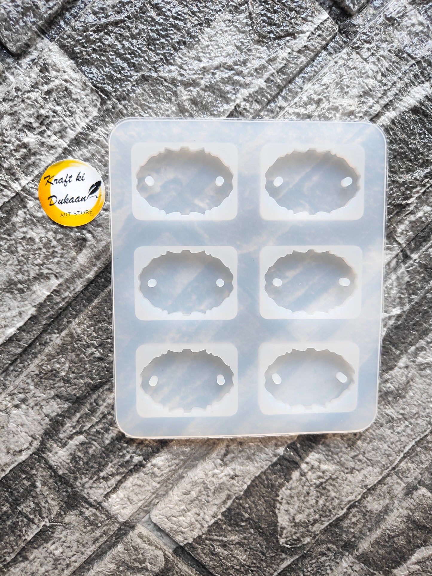 Silicone mold with six cavities for crafting Rakhi moulds for resin art projects