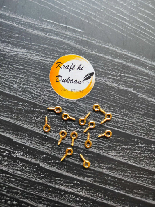 Small eye screw hooks, gold tone, assorted pieces