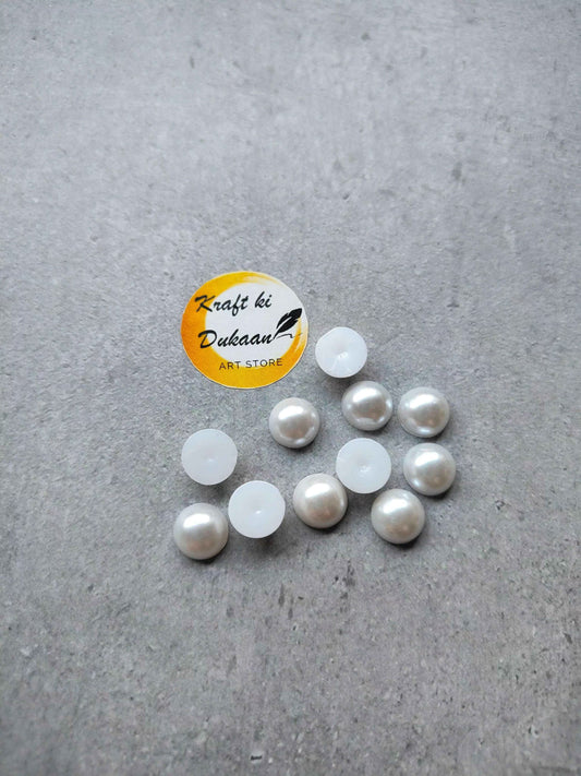 White Pearl Half Cut Round Beads