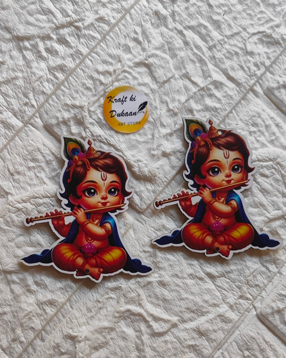 Kraft ki Dukaan MDF cutout for crafts featuring colorful cartoon baby Krishna playing flute