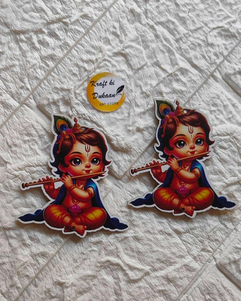 A6 MDF cutout set: chibi girl holding guitar, colorful details and bold outline