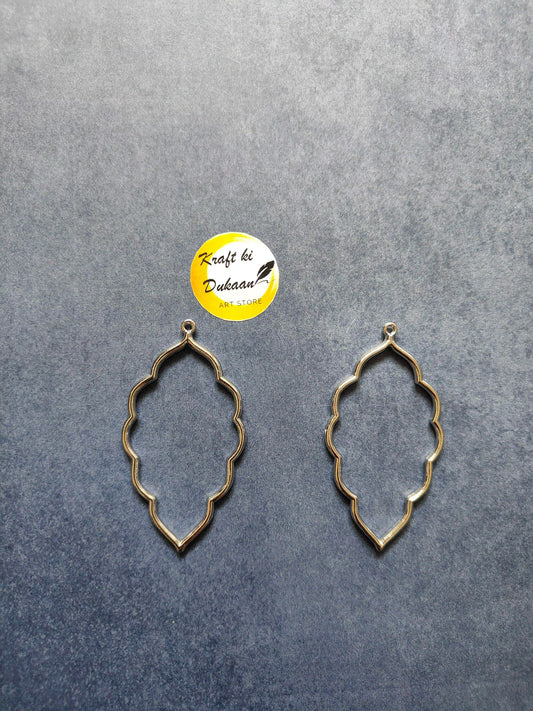 Leaf bezel pendant frames, gold-tone leaf outline (pair)