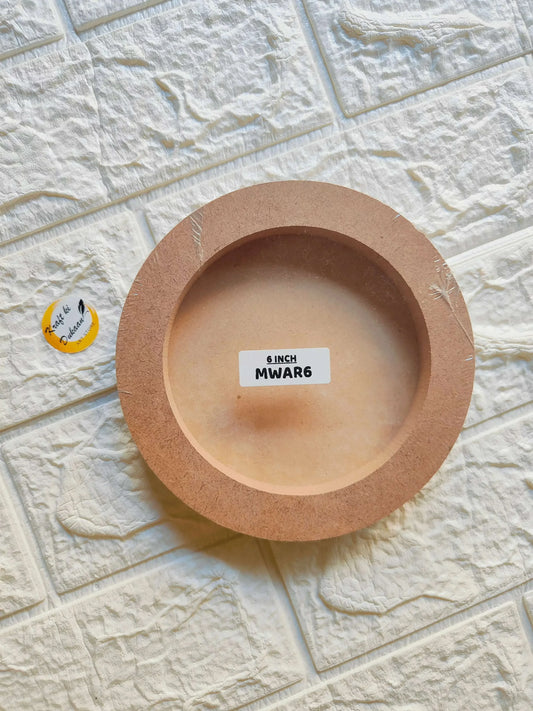 Tan round MDF wall mural, 6 inch inner opening, concentric ring design