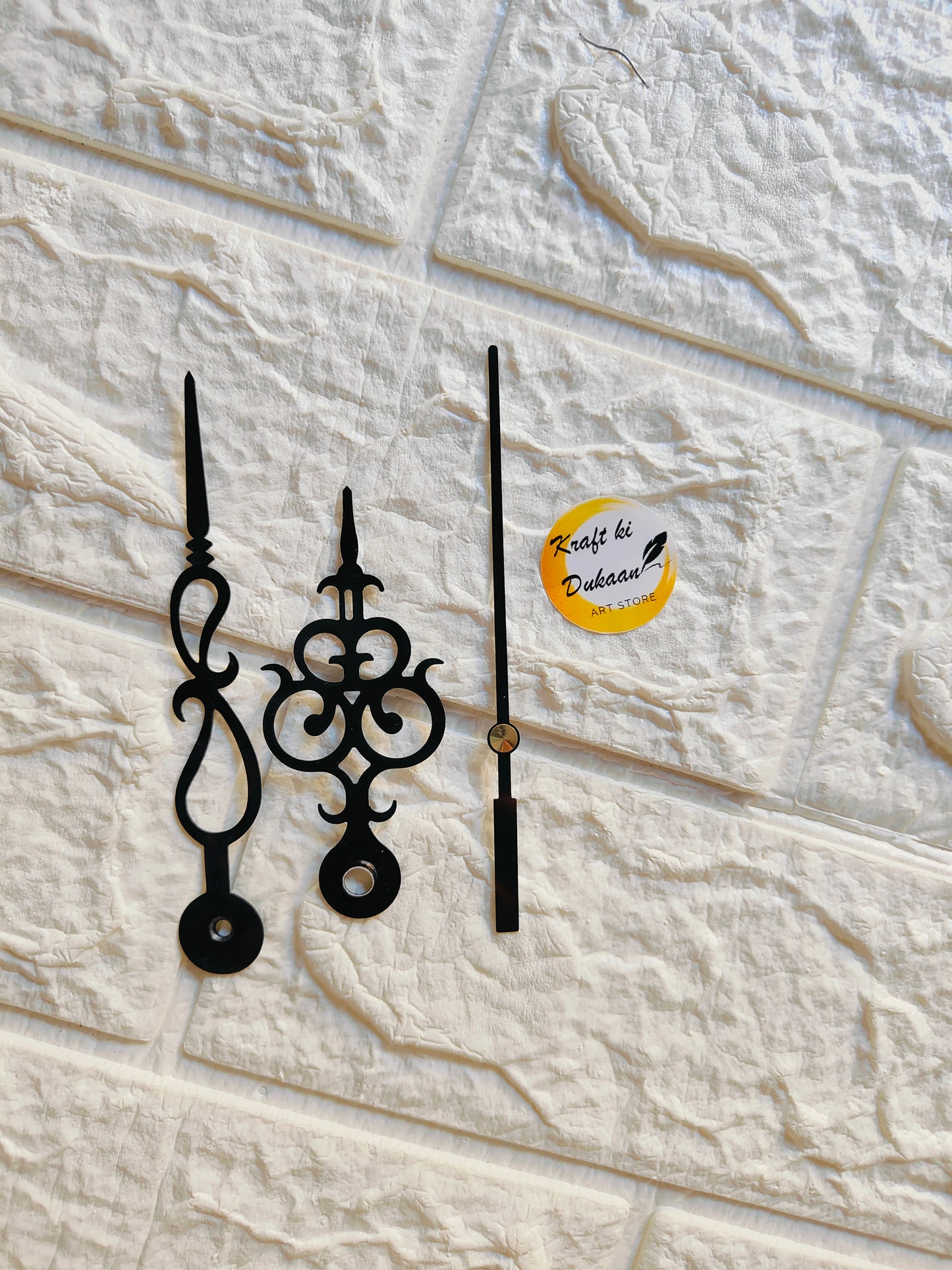 Set of decorative metal clock hands for crafts in black, perfect for DIY clock projects