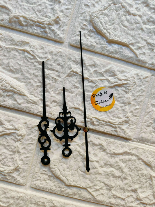 Clock Hands Metal A42 in black: ornate hour hand and slim minute hand set