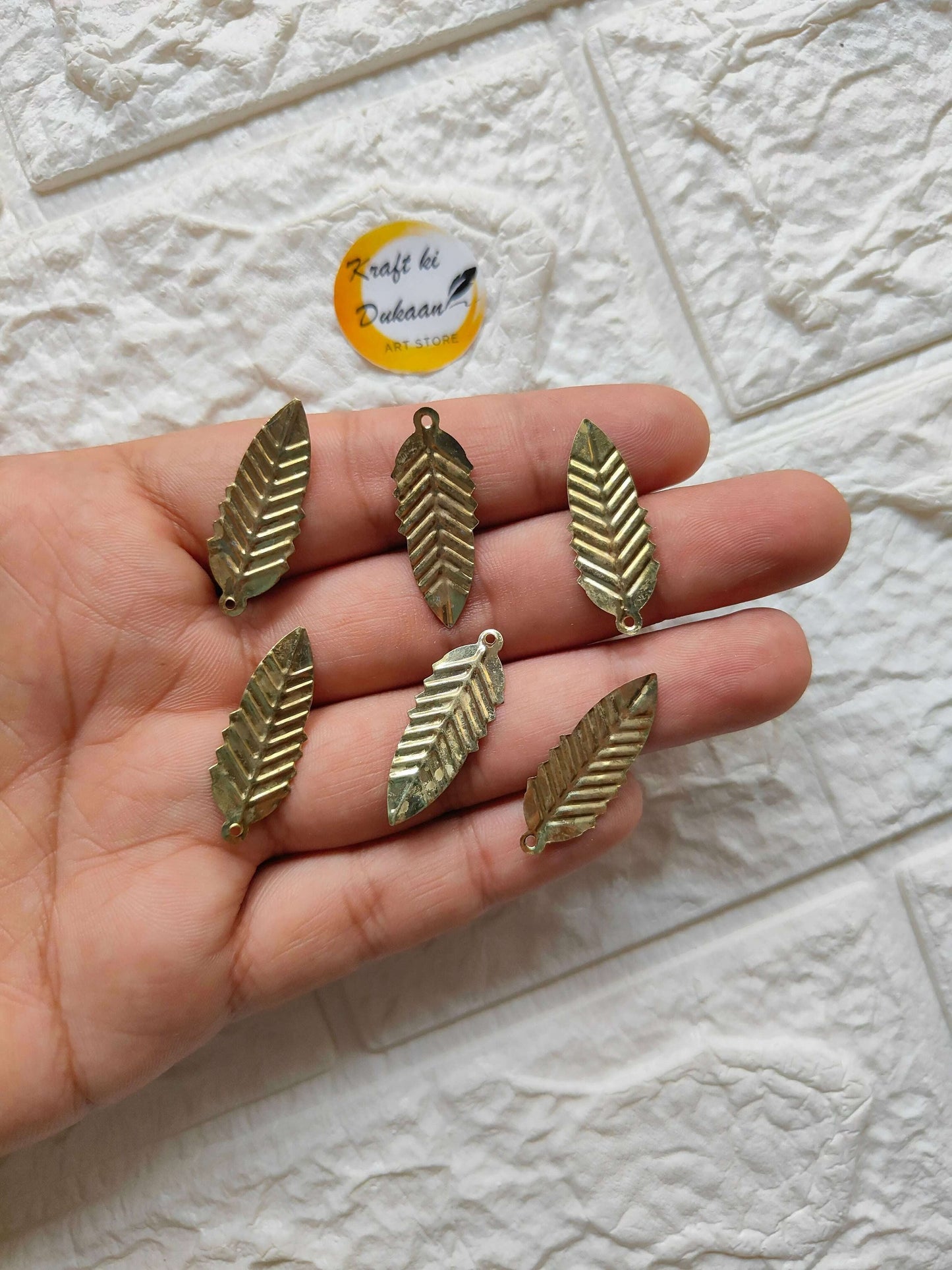 metal-leaf-charms-for-crafts-handheld-six-pieces