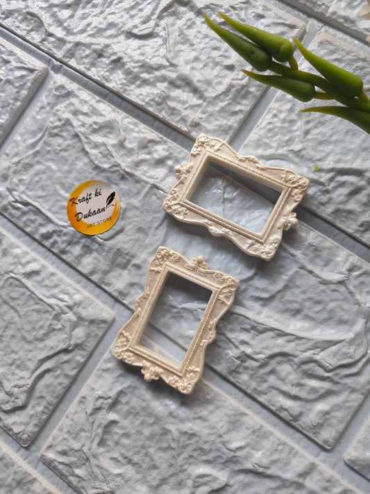Mini Rechteck-Rahmen-Set, weiß, barocke Relief-Verzierung