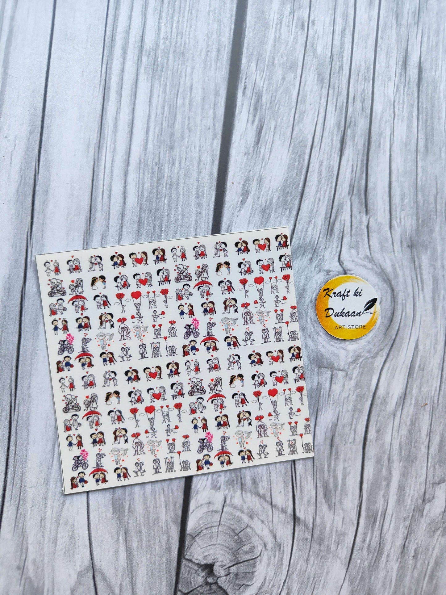 Colorful mini sticker sheet for keychains featuring various cute designs and characters