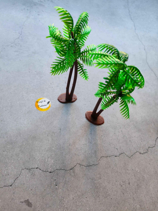 Miniature Model A30 palm tree miniatures, bright green fronds, brown trunks on round bases