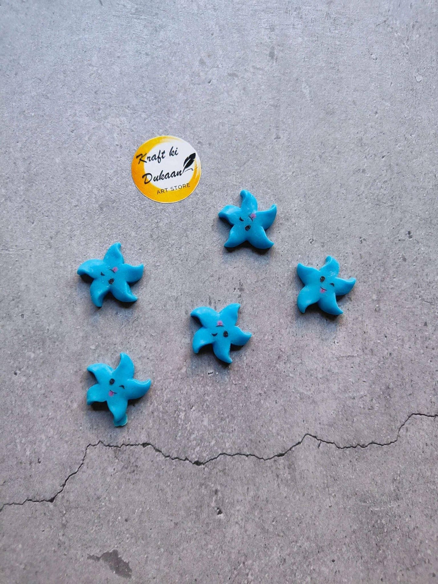 Blue mini star figurines, cute 3D A19 model set