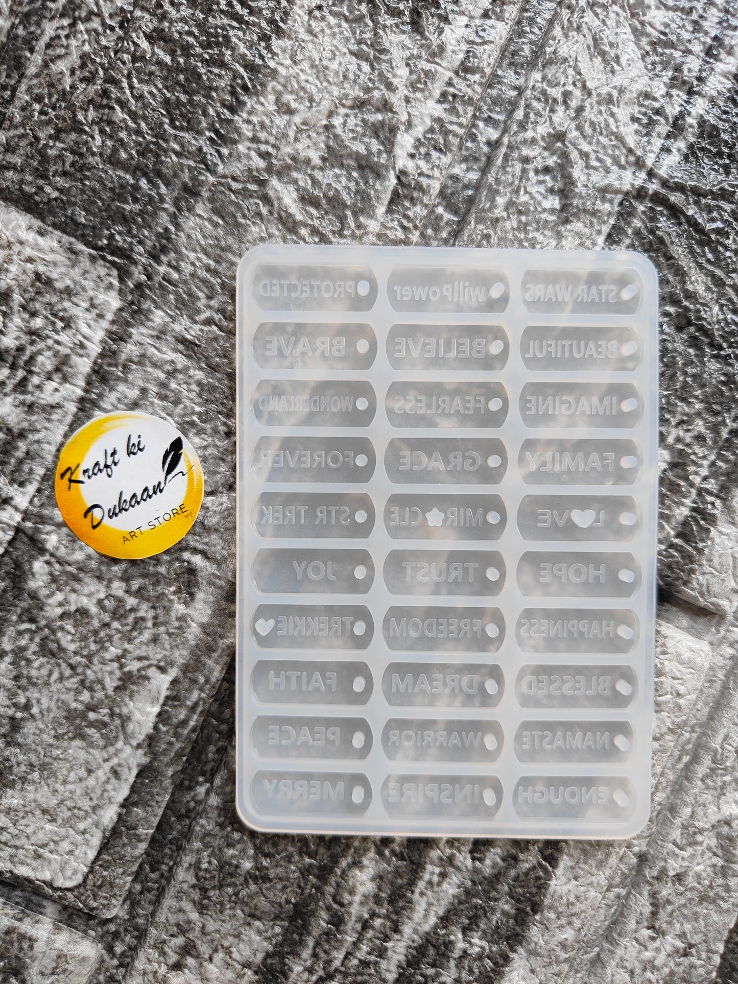 Kraft ki Dukaan Motivational word resin mould with various inspiring words for crafting projects