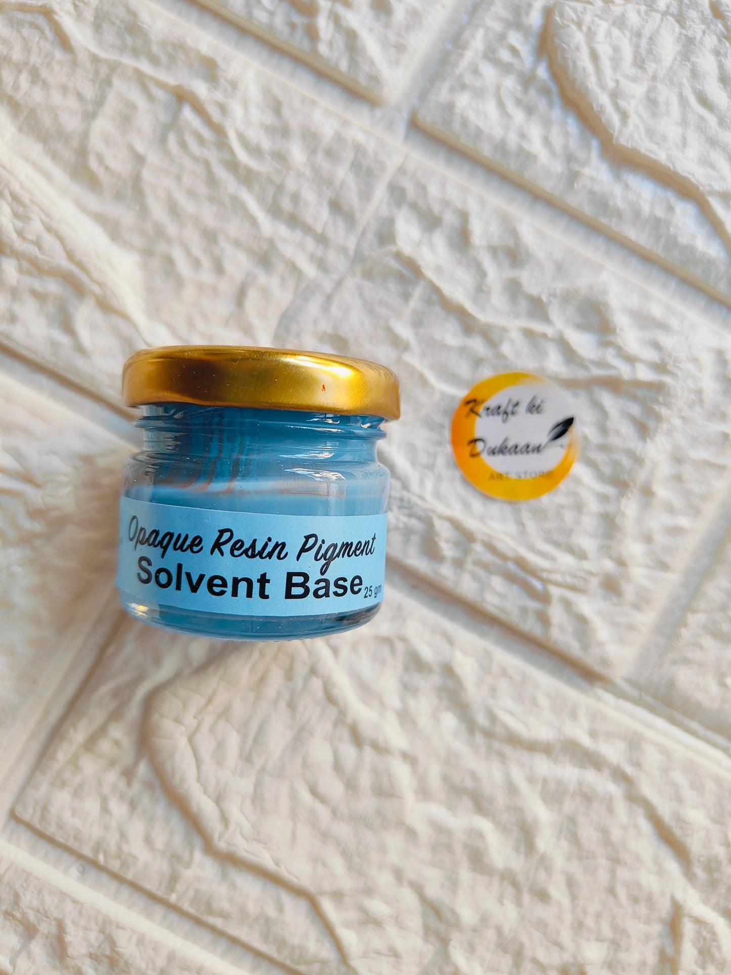Kraft ki Dukaan Opaque Pigment for Resin in Blue Glass Jar with Gold Lid for Crafting Projects