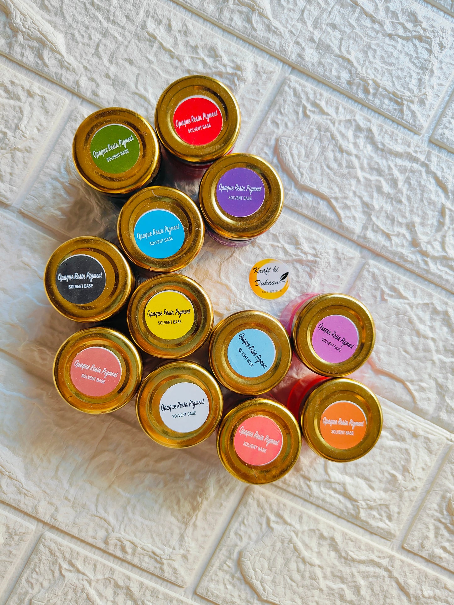 Set of vibrant opaque pigment for resin jars in various colors for crafting and art projects
