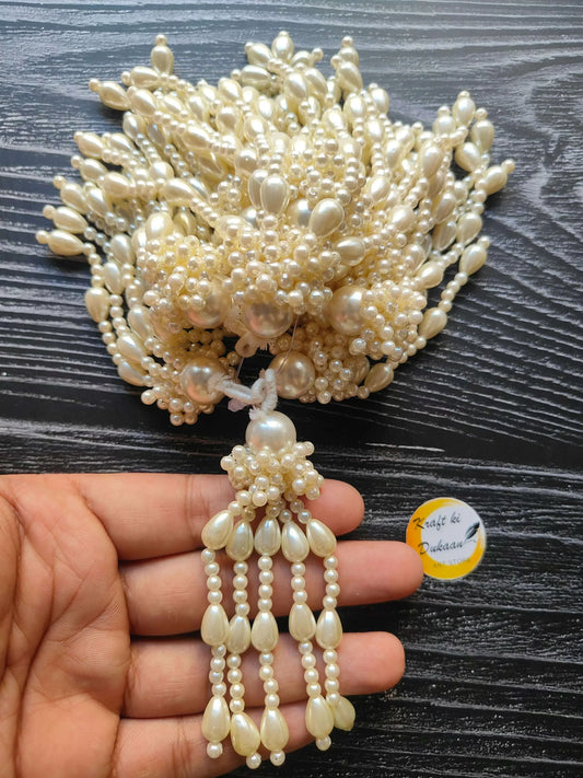 Latkan Set of 12 A12: pearl cluster latkan with long dangling strands
