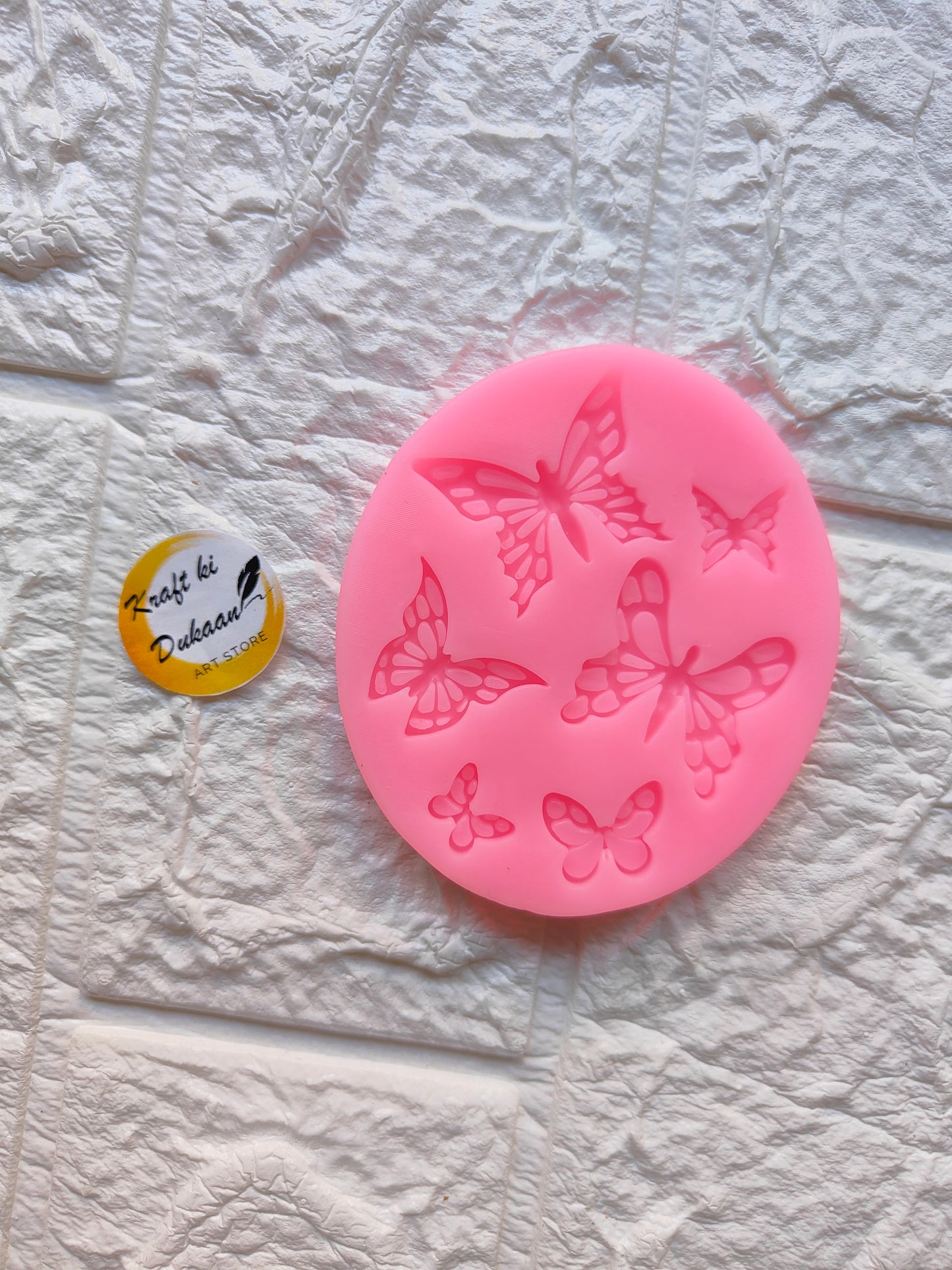 Pink 6 cavity butterfly mould by Kraft ki Dukaan for crafting detailed butterfly shapes
