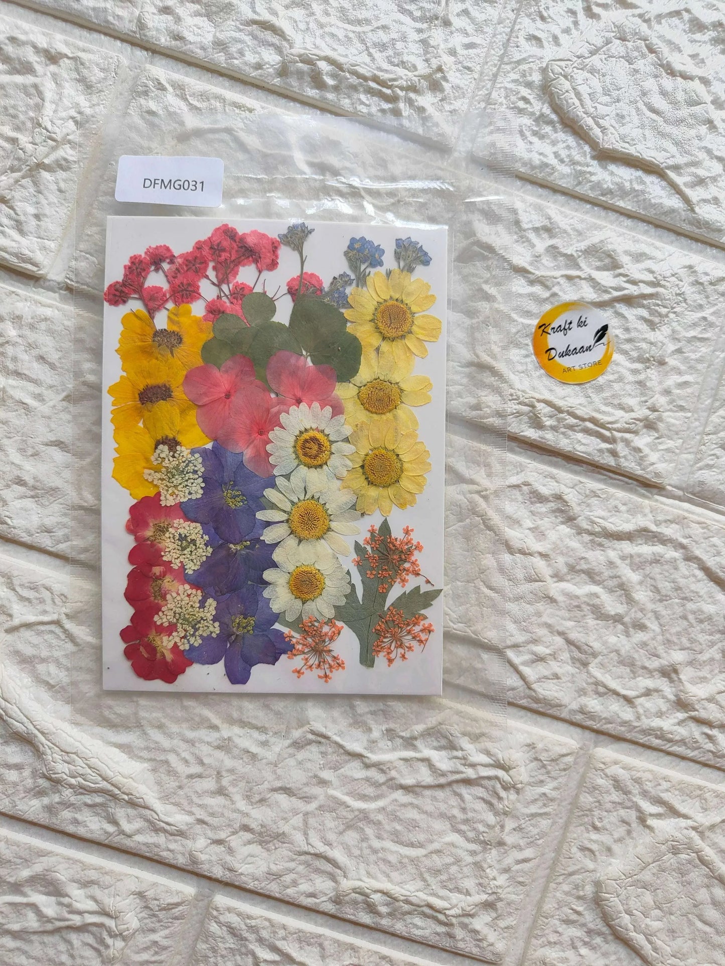 Pressed Flower Sheet Mix B3 sheet with multicolored pressed flowers and leaves