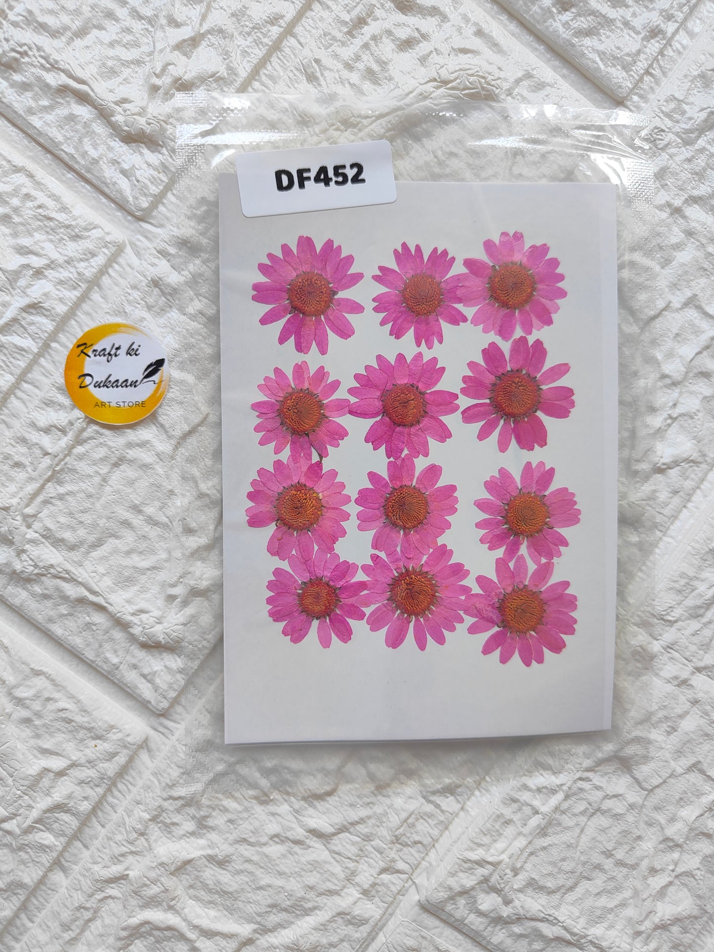 Real daisy flower sheets displayed in a pack by Kraft ki Dukaan featuring vibrant pink flowers