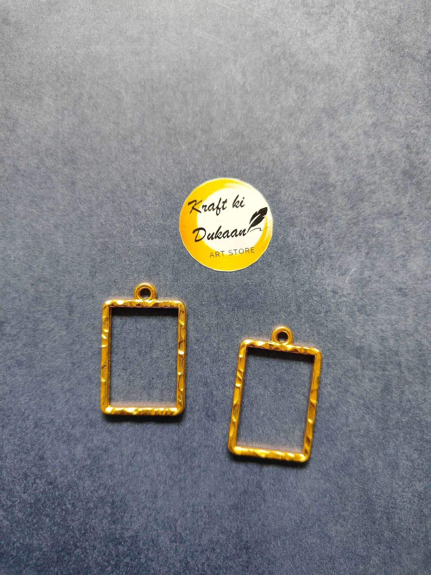 Gold rectangle bezel pendant (2 shown): square bezel with top bail loop