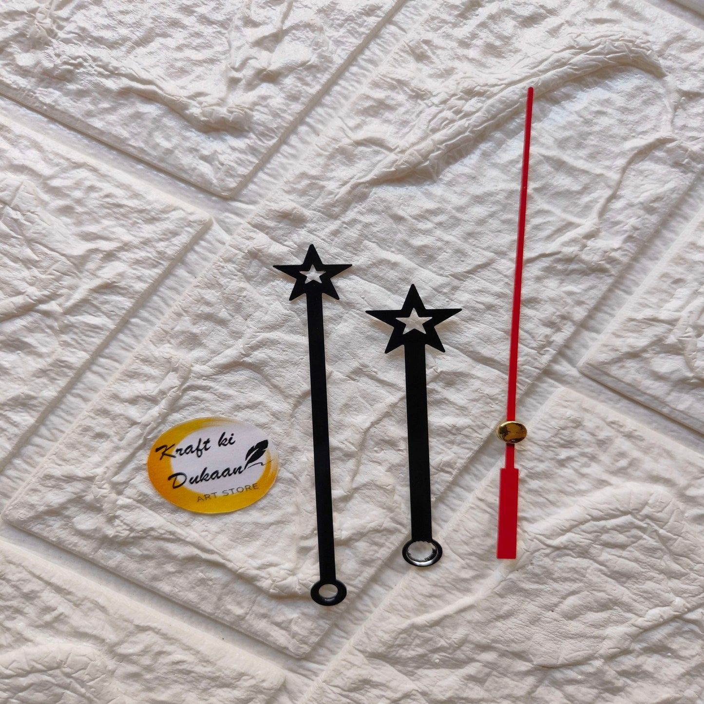 red-black-metal-clock-hands-star-design-set