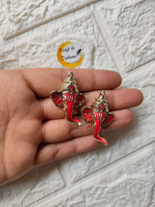red-ganpati-face-charms-gold-outlined-single
