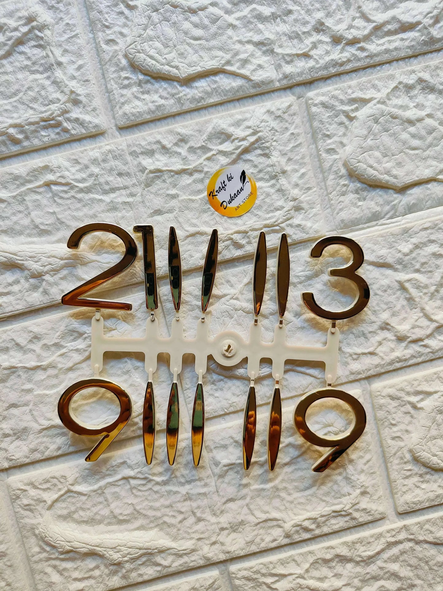 Clock numbers set A8: brown digits with white candle holders