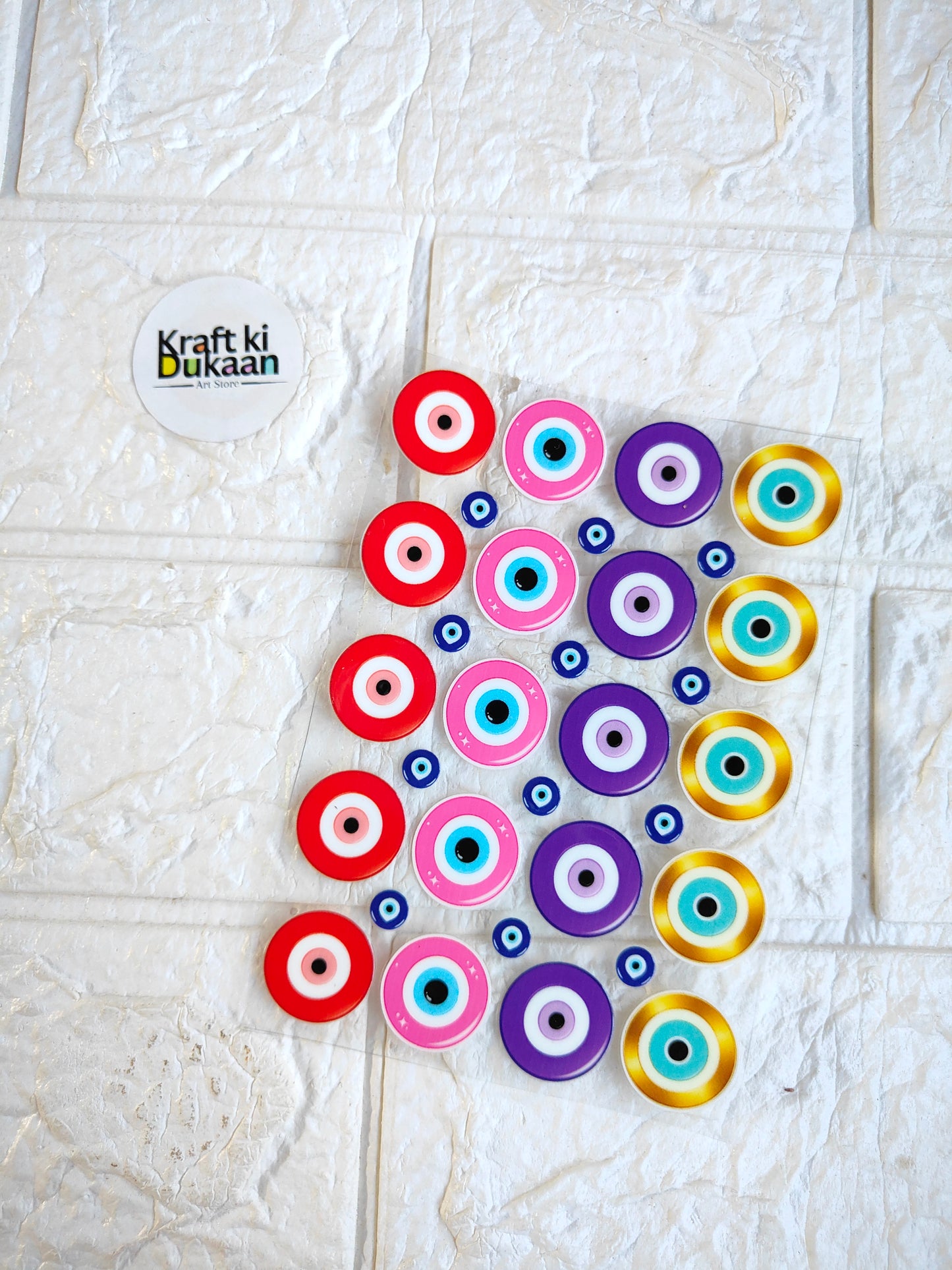UV DTF peel-off sticker sheet with colorful target-style circular decals